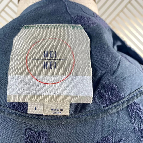 Anthropologie Hei Hei Melita Utility Jacket Cardigan Embroidered Blue Size Small - Picture 12 of 12